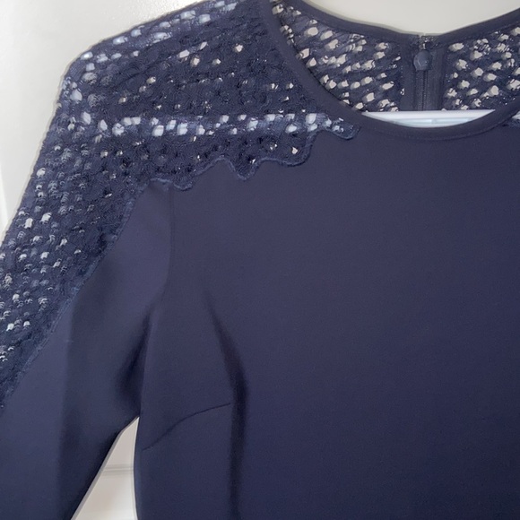 REISS ⚜️ Caryn Navy Blue Lace Sleeve Dress - Picture 5 of 12